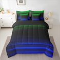 thumbnail image 2 of jejeloiu Vintage Striped Print 7pcs Bedding Comforter Set,Abstract Geometric Pattern Queen Bedding Sets,Noen Green Blue Lines Queen Sheet Sets For Adult,Breathable Home Decor Reversible, 2 of 8