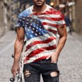 thumbnail image 2 of GERsome Mens 4th of July Patriotic T-Shirt American Flag Short Sleeve Crewneck Tops Loose Fit USA Flag Stars Stripes Graphic Tee S-3XL, 2 of 5