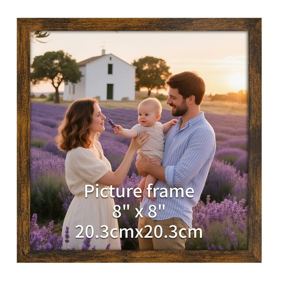 8x8 Picture Frame（1 Pack）, Classic Photo Frames 8x8 for Tabletop or Wall Vertical or Horizontal Display, Brown