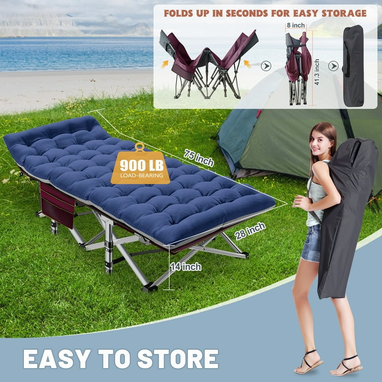 MOPHOTO 75 Portable Folding Bed Camping Cot with Pearl Mattress