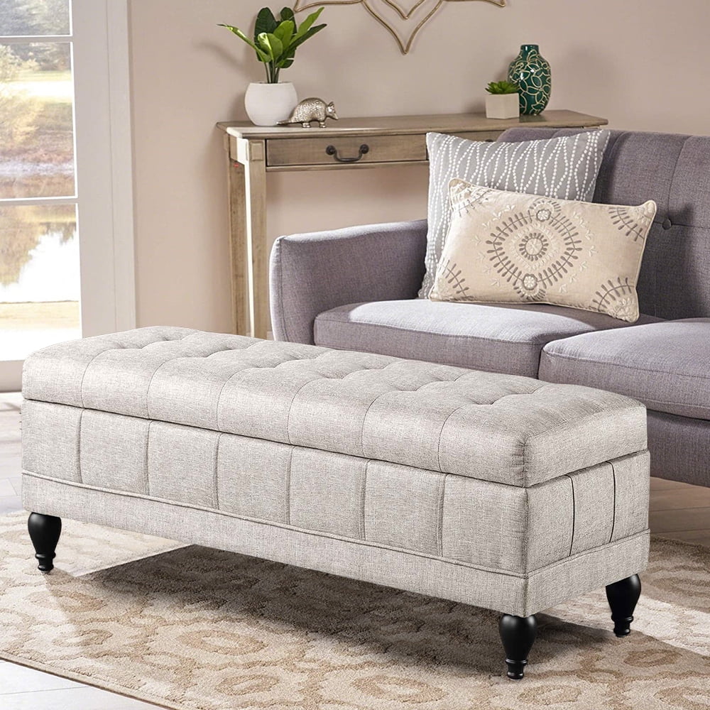 Light Grey Footstool Foot Rest Stool Living Room Furniture Velvet Fabric Benches 