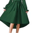 thumbnail image 4 of HBGVBA Girl's Casual Long Sleeve Dresses,High Low Tendy Sundress,4-13 Years Solid Color Flowy Party Gown Waist Belt Elegant Formal Dress, 4 of 4