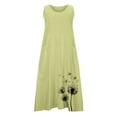 thumbnail image 5 of Spaghetti Strap Dresses for Women Summer Floral Print Maxi Dress Womens Sleeveless Crew Neck Breathable Flowy Maxi Dress with Pockets for Beach Green L, 5 of 5