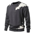 thumbnail image 2 of YLSDY Men's Ripped Raglan Patchwork Pullover Sweater Fall Fashion Crew Neck Distressed Knit Sweater Jumpers Tops Dark Gray XL, 2 of 9