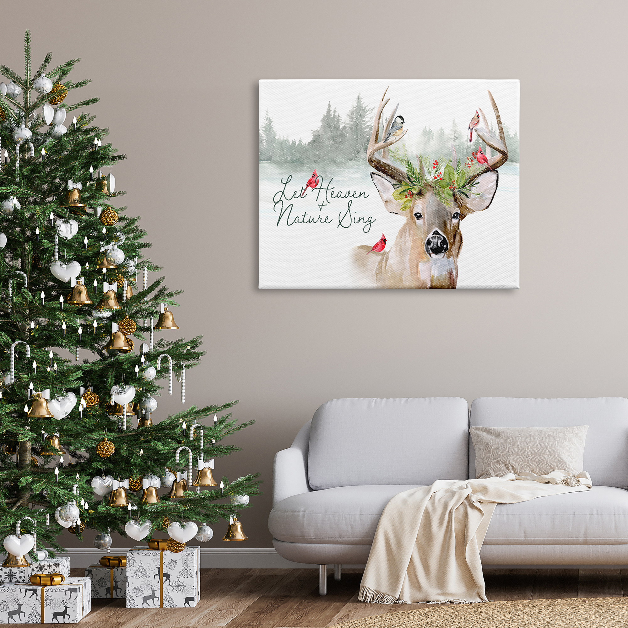Motivational Winter Quote Red Cardinals Perched Antlers Animals & Insects Graphic Art Gallery-Wrapped Canvas Print Wall Art