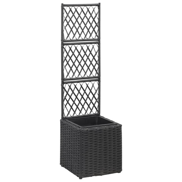 Maceta elevada VidaXL de poliratán negro con enrejado de 30 x 30 x 107 cm