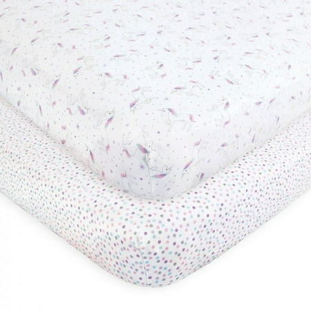 UPC: 0660168521337 | Hudson Baby Infant Girl Cotton Fitted Crib Sheet  Magical Unicorn  One Size