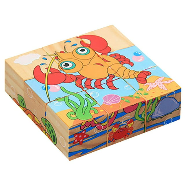 POINTERTECK 9 Pieces Early Educational Learn Puzzle Game Toys Kids Big Wooden Block Puzzle