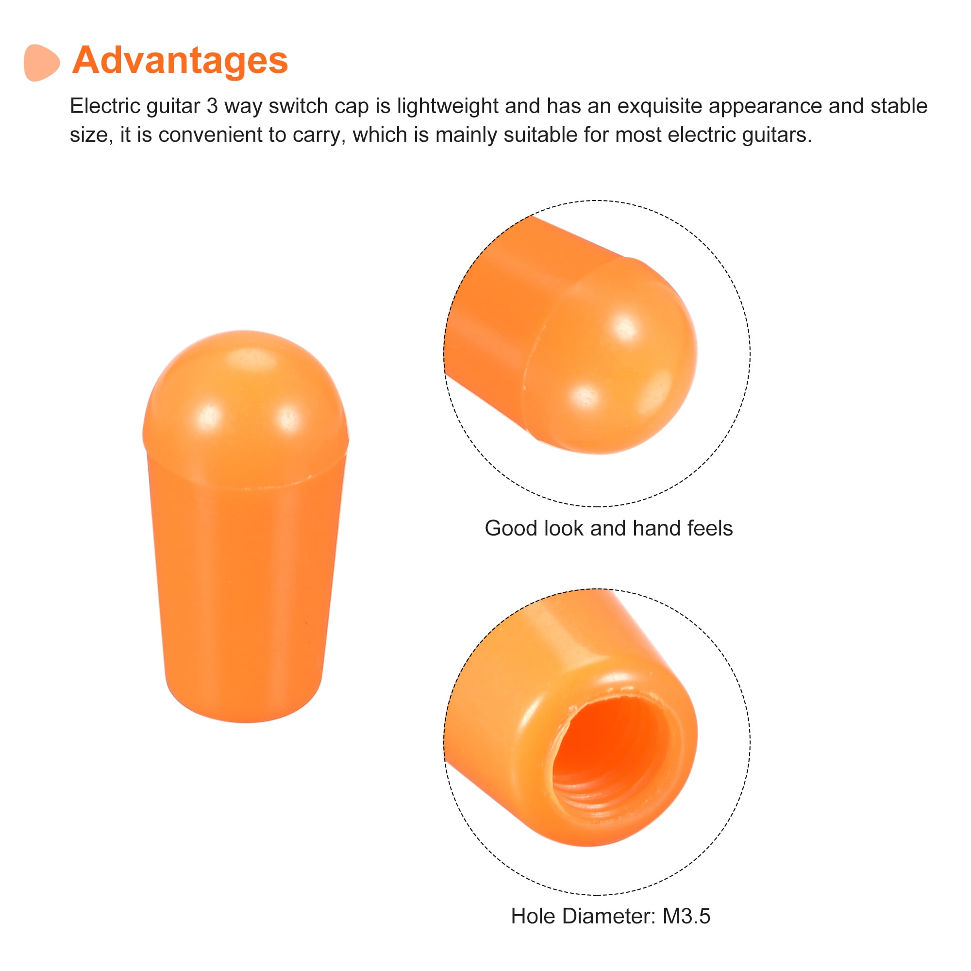 Unique Bargains Guitar Toggle Switch Knob Cap Cover ABS for 3 Way Guitar Switch Orange