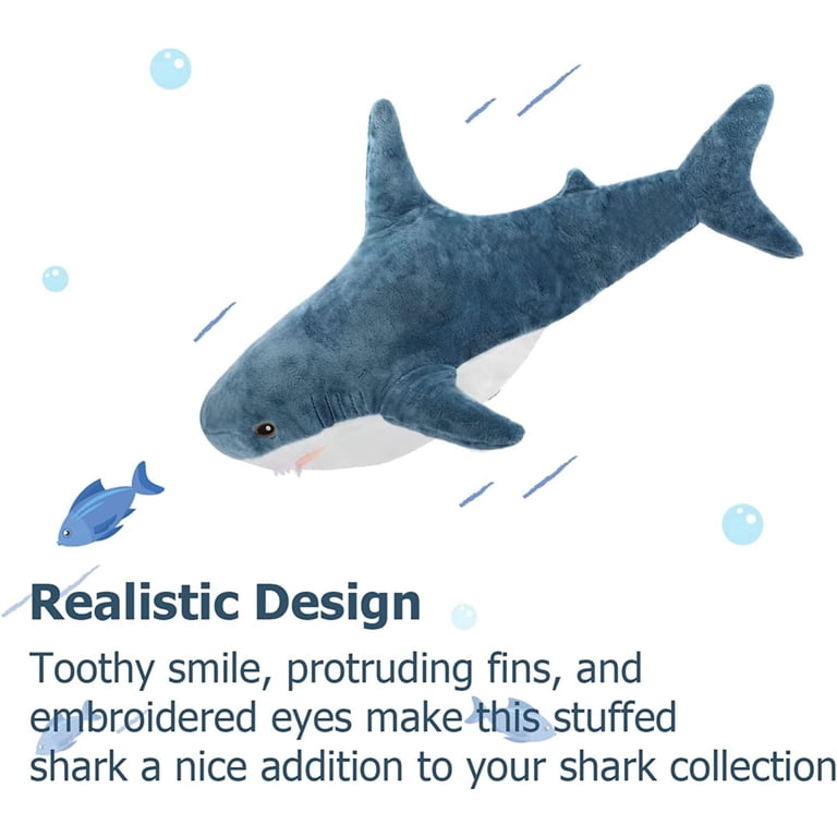 Morismos Giant Shark Plush Pillow, 40 Inches, Blue photo 6