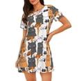 thumbnail image 1 of Vsdgher Motif Chats Amusants Chemise de Nuit à Manches Courtes Col Rond Mignonne Robe de Nuit Confortable, 1 of 6