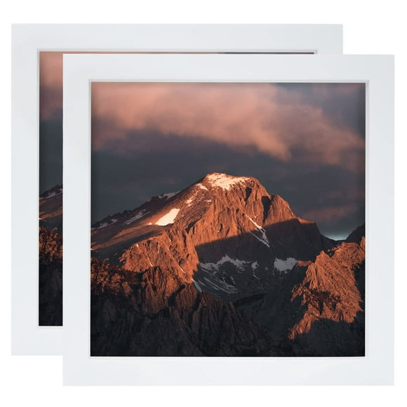 LEKAIYA 8x8 White Picture Frames Set of 2 Square Solid Wood Photo Frame for Tabletop or Wall Mounting