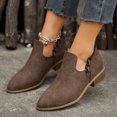 thumbnail image 5 of Mostsola Womens Ankle Boots Cutout Low Heel Western Short Boots Fashion Suede Fall Booties, 5 of 5