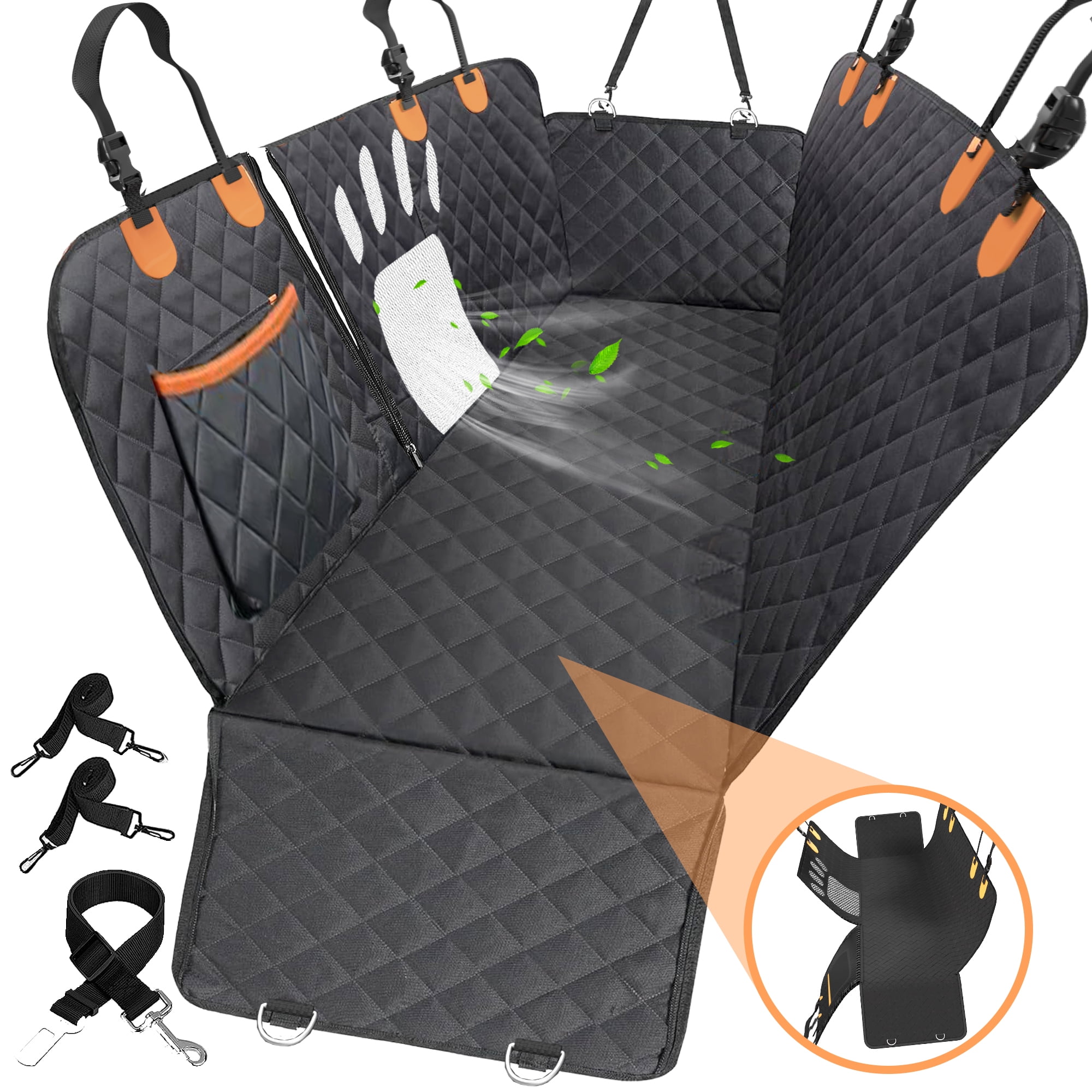 Jungla Pets Dog Car Seat Cover — Waterproof Hammock With Mesh Window, Pockets & Nonslip Back Seat Protector