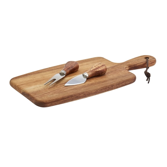 Tabletops Gallery 3-Piece Acacia Wood Cheese Serving Board Set with Knives