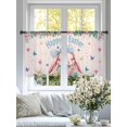 thumbnail image 4 of Happy Easter Sheer Curtains 54 Inch Length 2 Panels Set Window Treatments, Cute Rabbits Eggs Flowers Butterflies Leaves Pink Rod Pocket Semi Curtains for Living Room/Bedroom/Kitchen, 104"W x 54"L, 4 of 7