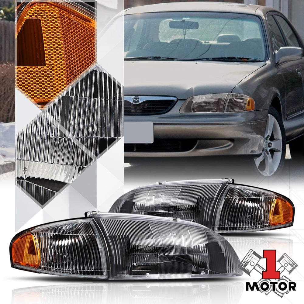 Black Housing Headlight Lamp Amber Turn Signal Reflector ...