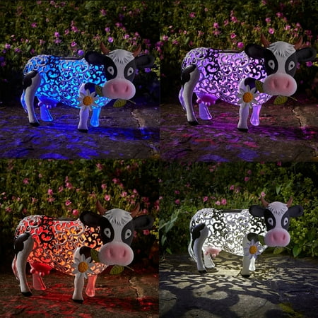 

2024 New Solar Cow Lights Outdoor Solar Lamp Resin Cow Figurine with Led Solar Light Animal Shaped Color Changing Solar Garden Lights for Farm Patio Back Yard Home Decorations│Table Lamp for Bedroom│