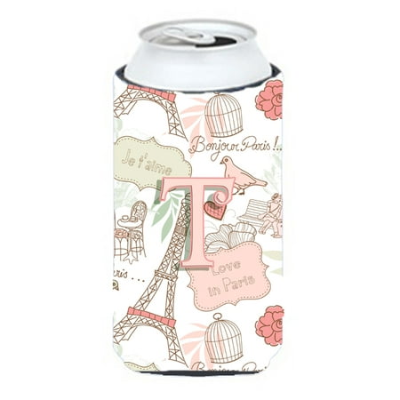 

Caroline s Treasures CJ2002-TTBC Letter T Love in Paris Pink Tall Boy Hugger Tall Boy multicolor