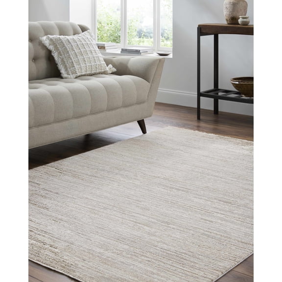 Hauteloom Atarah Living Room, Bedroom Area Rug - Traditional - Ash, Light Silver, Metallic Silver - 5'3" x 7'
