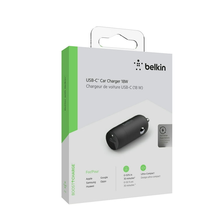 Belkin 18W Chargeur voiture LTG - USB-C 1,20m noir