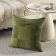 thumbnail image 5 of Fancy Homi Set of 2 Moss Green Boho Decorative Throw Pillow Covers 18x18 inch for Living Room Bedroom Couch Bed Sofa, Modern Farmhouse Home Decor, Soft Striped Plaid Corduroy Accent Cushion Case, 5 of 5