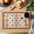 thumbnail image 2 of Boho Geometric Placemats Set of 8, Country Ethnic Nation Abstract Motifs Placemats for Dining Table, Place Mats for Kitchen Tabletop, Waterproof Wipeable Dining Table Mats Set, 2 of 9