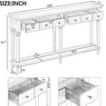 thumbnail image 5 of Console Table. Vintage Craftsmanship And Distressed Finish. 4 Drawers Open Shelf Storage. Made Of Pine. Ideal For Various Decor Styles. Assembly Guide Available Table With Flair. Shelf. Rustic Pine, 5 of 5