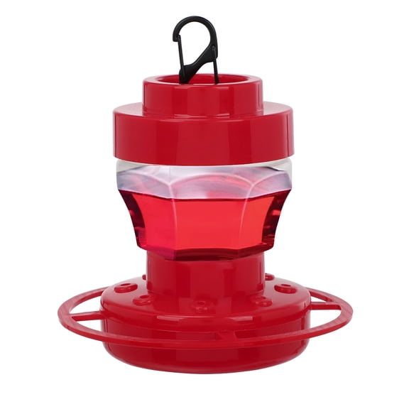 ACDANC Hummingbird Feeder for Outdoors Hanging - Plastic Guard Feeding Ports & Built-in Ant Moat, Wild Bird Feeder for Outside Garden Yard Patio, Red