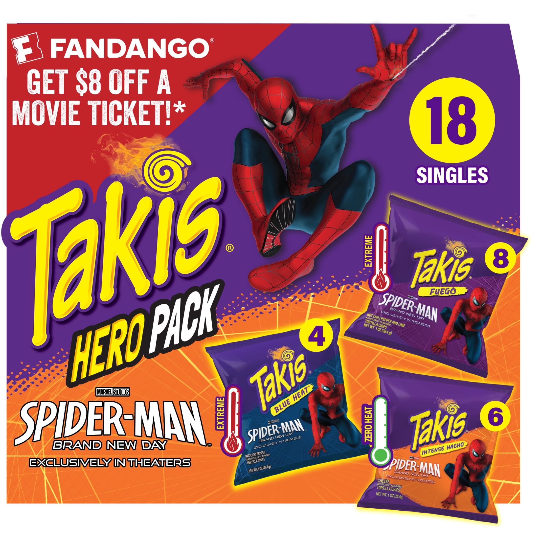 Takis 18 pc / 1 oz Hero Variety Pack, Assorted Rolled Tortilla