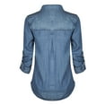 thumbnail image 4 of Made by Olivia Women's Classic Long/Roll Up Sleeve Button Down Denim Chambray Shirt, 4 of 7