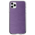 thumbnail image 1 of DistinctInk Clear Shockproof Hybrid Case for iPhone 13 PRO (6.1" Screen) - TPU Bumper, Acrylic Back, Tempered Glass Screen Protector - Purple Stainless Steel Image Print - Faux Stainless Steel, 1 of 2