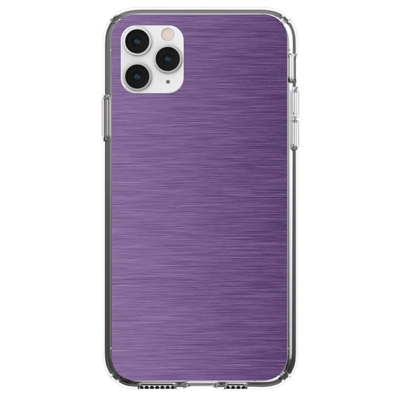 DistinctInk Clear Shockproof Hybrid Case for iPhone 11 (6.1" Screen) - TPU Bumper, Acrylic Back, Tempered Glass Screen Protector - Purple Stainless Steel Image Print - Printed Image of Stainless Steel