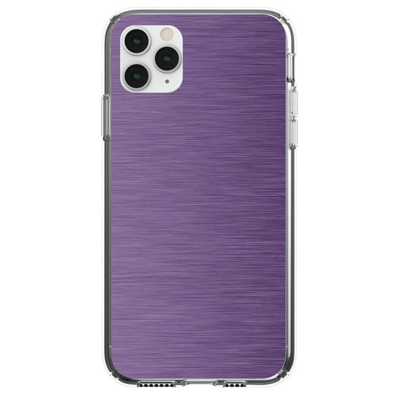 DistinctInk Clear Shockproof Hybrid Case for iPhone 13 PRO (6.1" Screen) - TPU Bumper, Acrylic Back, Tempered Glass Screen Protector - Purple Stainless Steel Image Print - Faux Stainless Steel