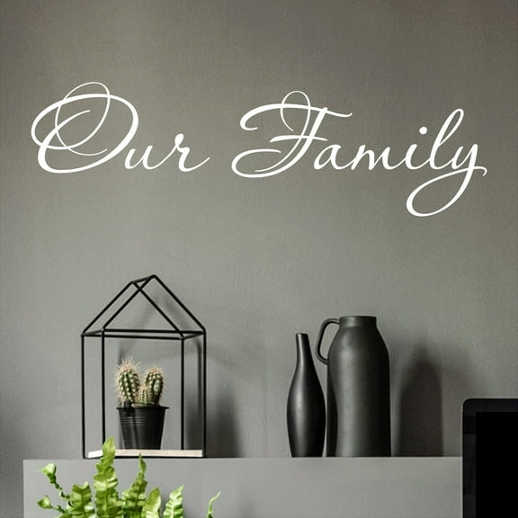 our family vinyl lettering wall decal sticker (10"h x 34"l, white)