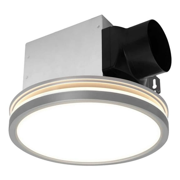 Bathroom Exhaust Fan with Light, Dimmable 3CCT LED Light with Night Light, 80 CFM, 2-Sones, Round, Silver