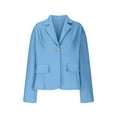 thumbnail image 3 of Cotton Linen Blazer for Women 3/4 Sleeve Lightweight Breathable Casual One Button Suit Jacket, 3 of 5