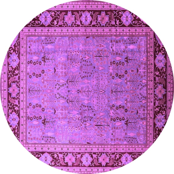 Ahgly Company Indoor Round Oriental Purple Industrial Area Rugs, 6' Round