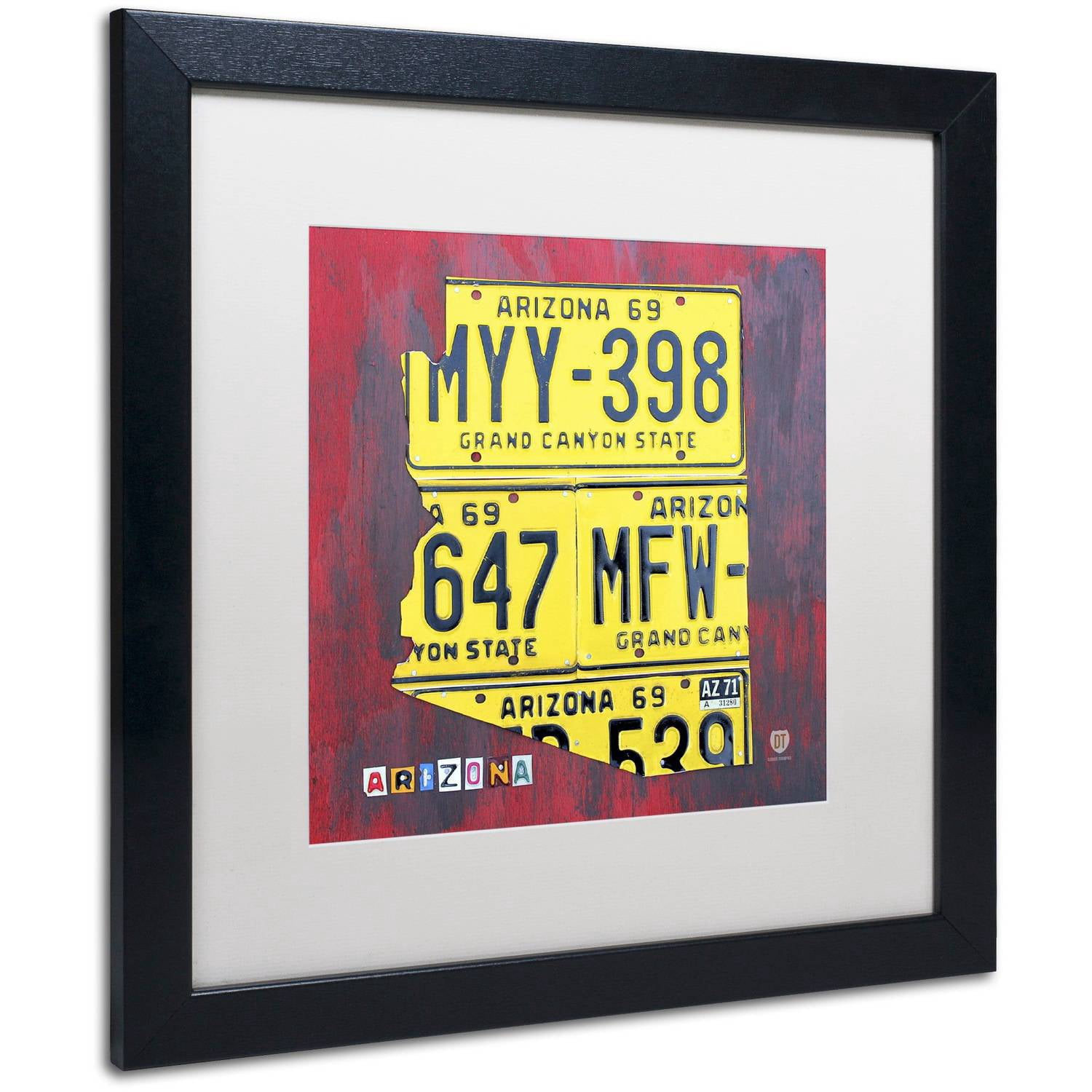Trademark Fine Art 'Arizona License Plate' Canvas Art by Design Turnpike, White Matte, Black Frame