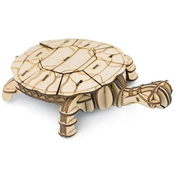 Jouet de puzzle en bois tridimensionnel d'animaux éducatifs pour enfants 10  pièces (tortue)