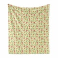 thumbnail image 1 of Floral Vintage Soft Flannel Fleece Blanket, Rose Bouquets Nostalgic Blossoms Romantic Buds Motif Pastel Art, Cozy Plush for Indoor and Outdoor Use, 50" x 70", Cream Fern Green Coral, by Ambesonne, 1 of 5