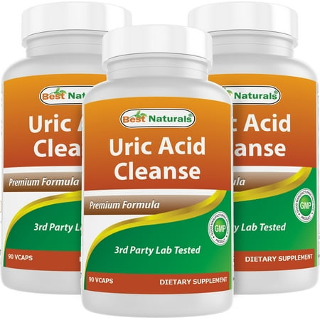 3 Pack Best Naturals Uric Acid Cleanse Vitamins for Men and Women 90 Vegetarian Capsules