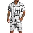thumbnail image 2 of Men's 2 Piece Casual Retro Summer Beach Button Down Shirt Short Sleeve Shirts and Shorts Outfits Sets, 2 of 6