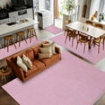 thumbnail image 5 of Pink 2.7x5 Area Rugs, Farmhouse Burlap Solid Pink Color Modern Linen Texture Non-Skid Rubber Backing Large Rectangle Rugs - Living Room Bedroom Home Office, Indoor Floor Mat Carpets Washable Rug, 5 of 9