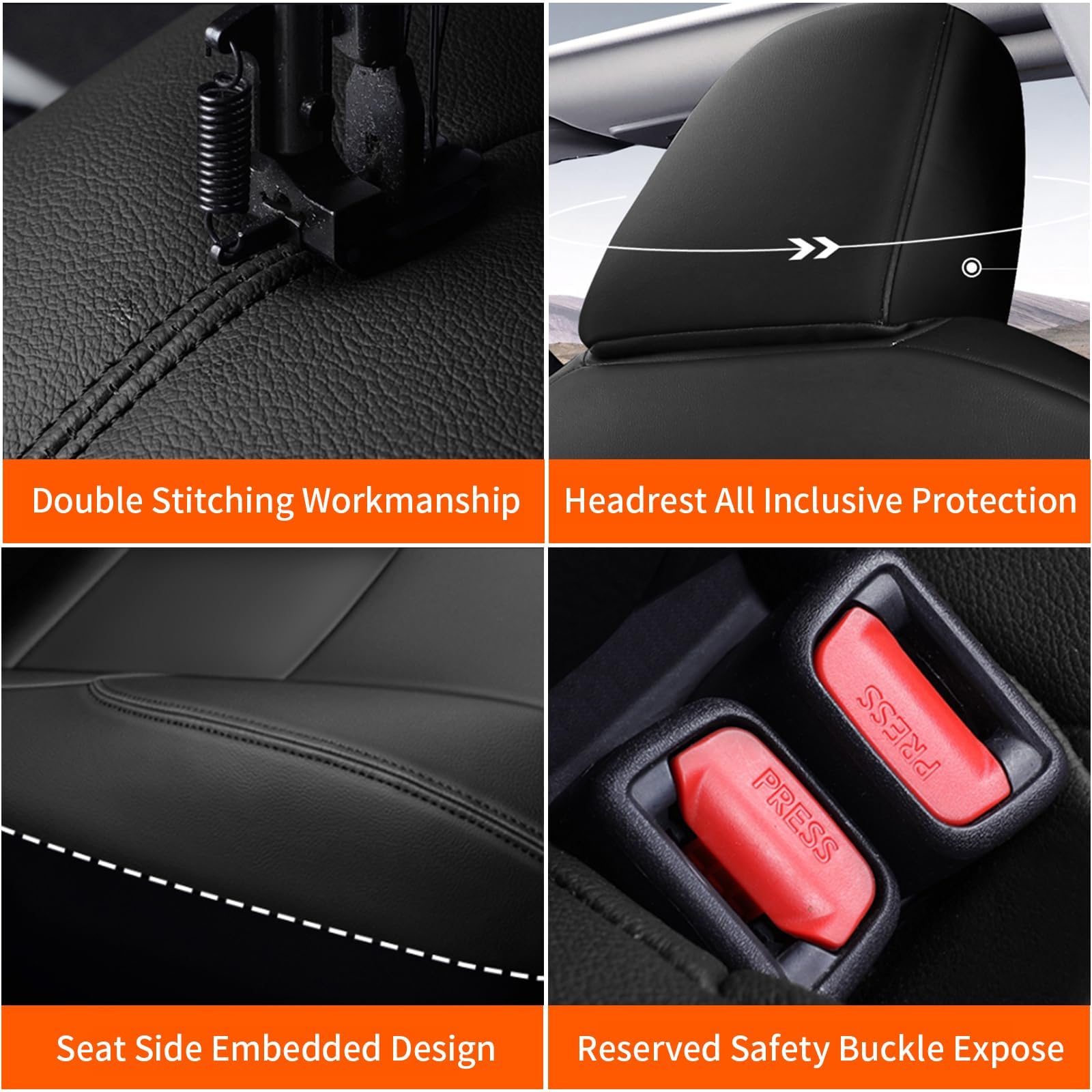 Coprisedili In Pelle Ecologica AOMSAZTO Per Toyota Tundra 2022-2025 CrewMax (SR, SR5, Limited, Platinum, TRD Pro) – Set Completo Nero