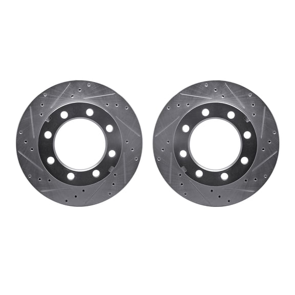 Dynamic Friction Company Front Brake Rotors-Drilled and Slotted-Silver 7002-40001