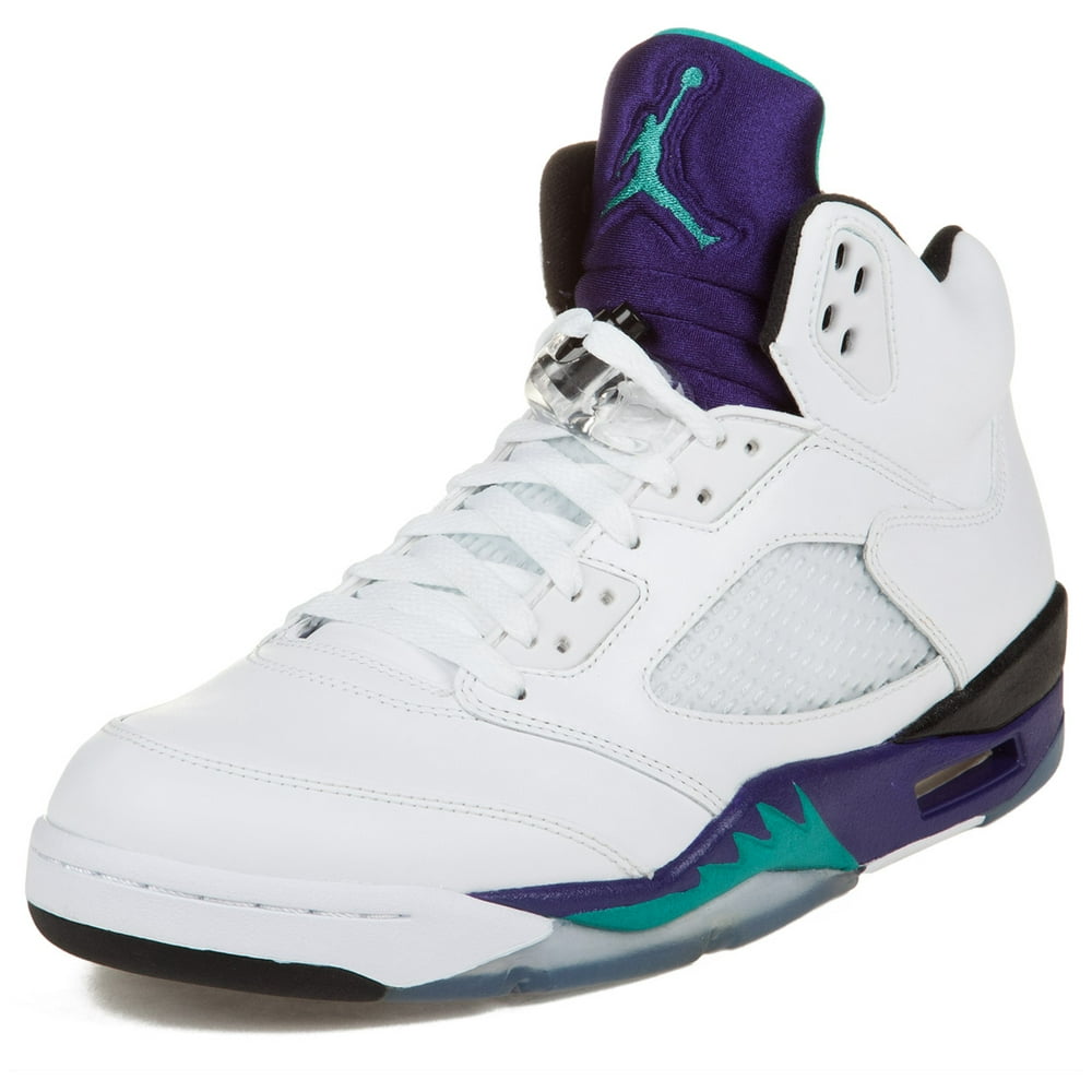 Air Jordan Nike Mens Air Jordan 5 Retro "White Grape" White/Emerald