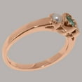 thumbnail image 4 of LBG British Made 18k Rose Gold Natural Emerald & Cultured Pearl Womens Anniversary Ring - 33 size options - Size 9, 4 of 7