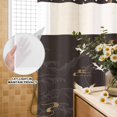 thumbnail image 3 of No Hook Shower Curtain, Japanese Style Shower Curtains for Bathroom with See Through Top Window, Vintage Cranes Ocean Wave Black Grey Waterproof & Washable Bath Curtain Standard 72"x72", 3 of 9