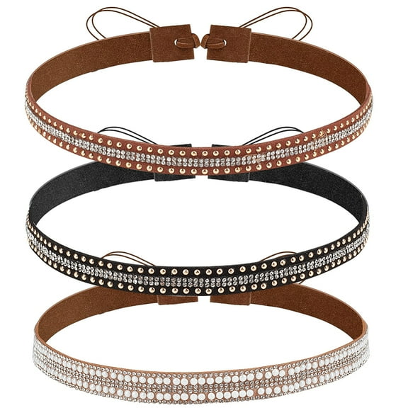 3 Styles Rhinestone Cowboy Hat Bands Bling Panama Fedora Ethnic Cowboy Hats Hatbands Adjustable Cowgirl Belt Western DIY Accessories Hair Jewelry DIY